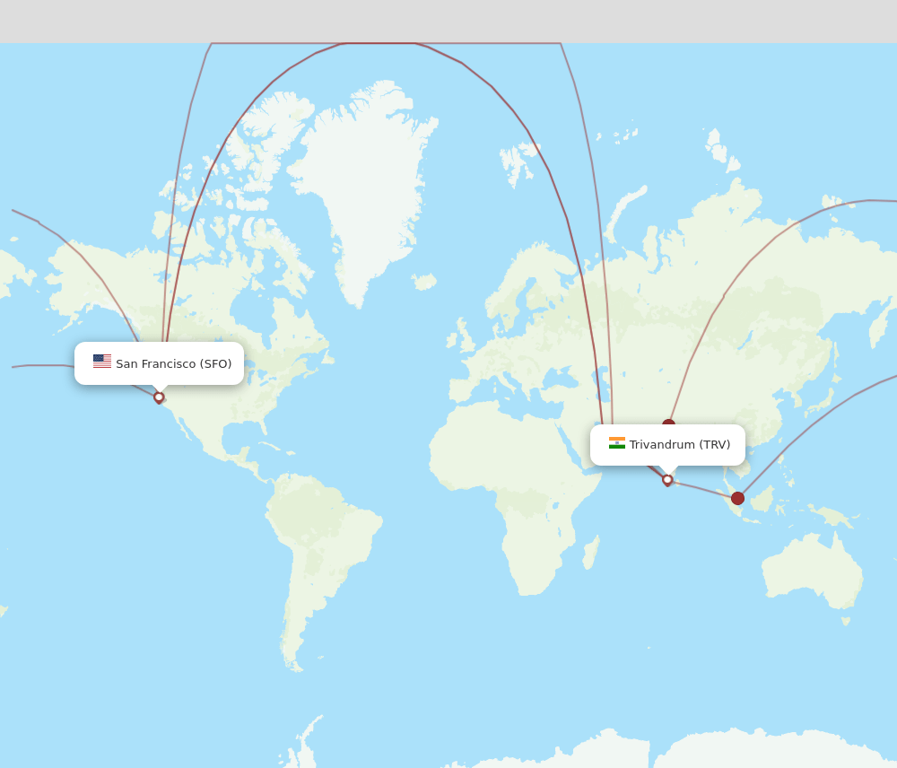 SFO-TRV flight routes