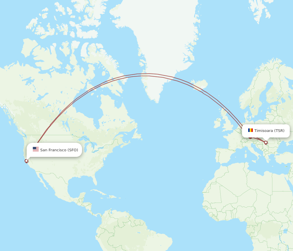 SFO-TSR flight routes
