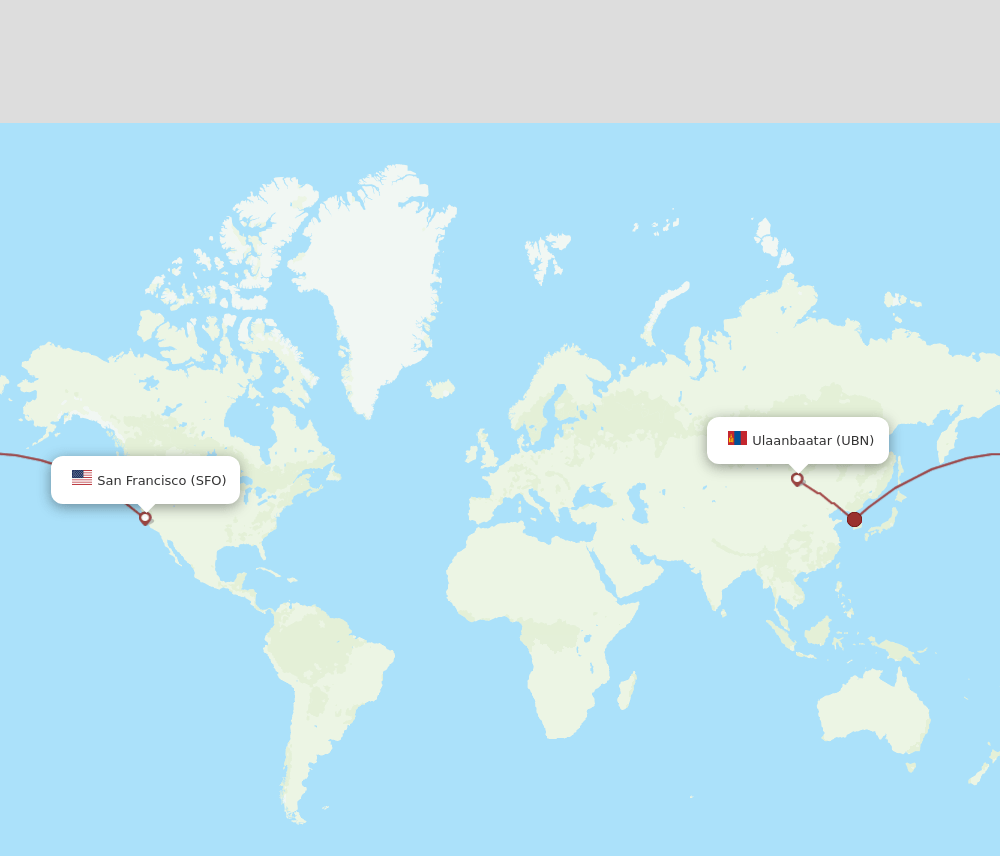 SFO to UBN flights and routes map