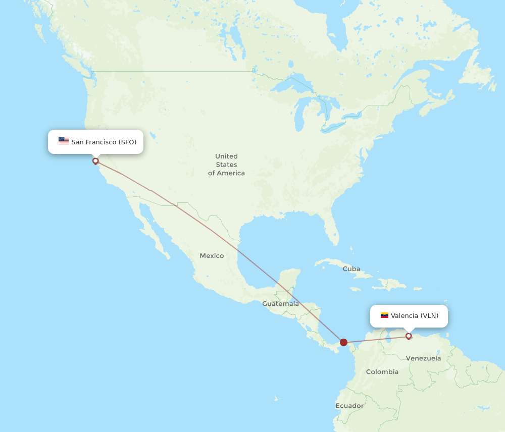 SFO-VLN flight routes