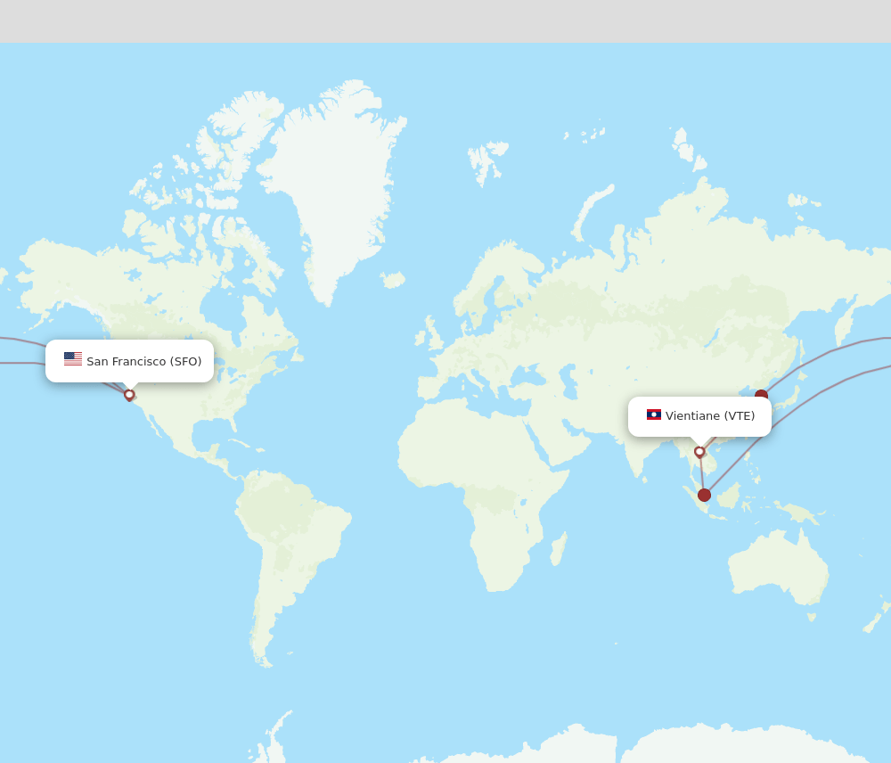 SFO-VTE flight routes