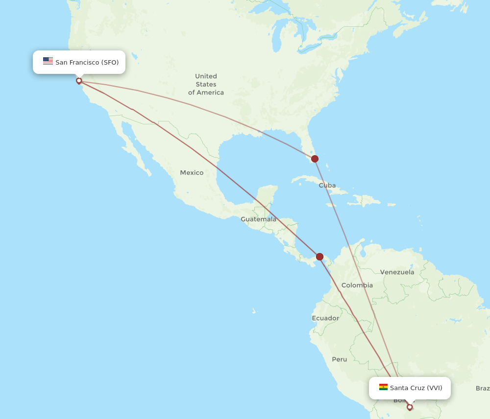 SFO-VVI flight routes