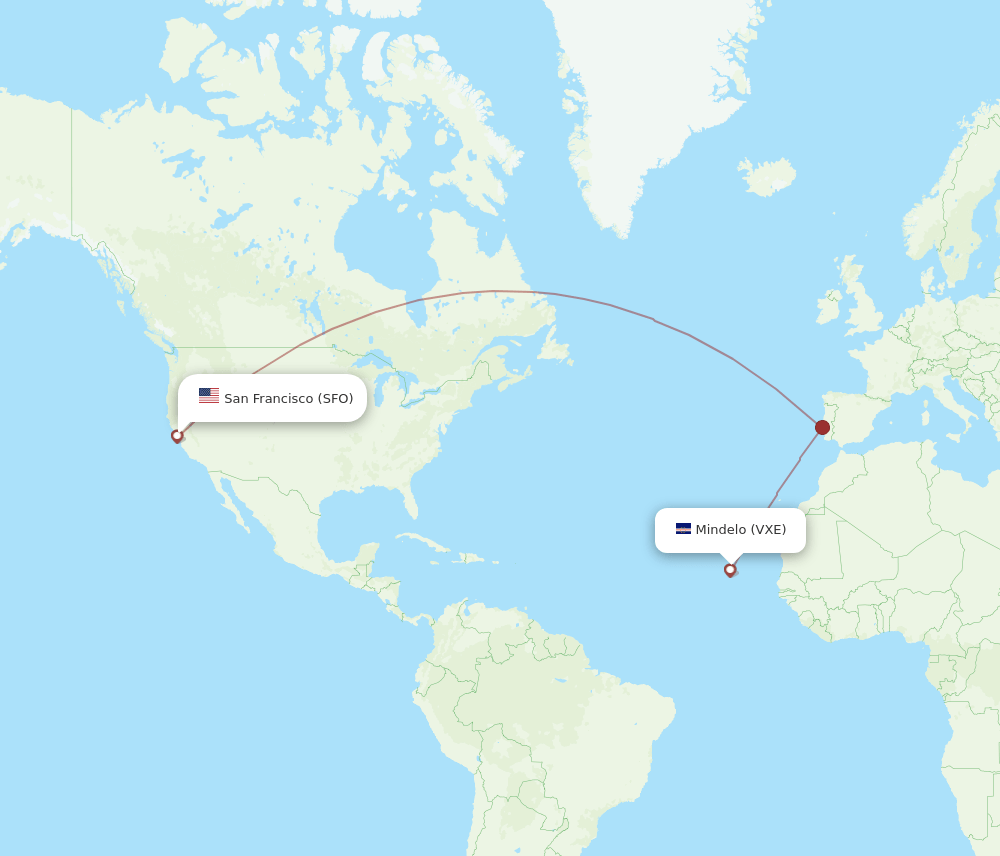 SFO-VXE flight routes