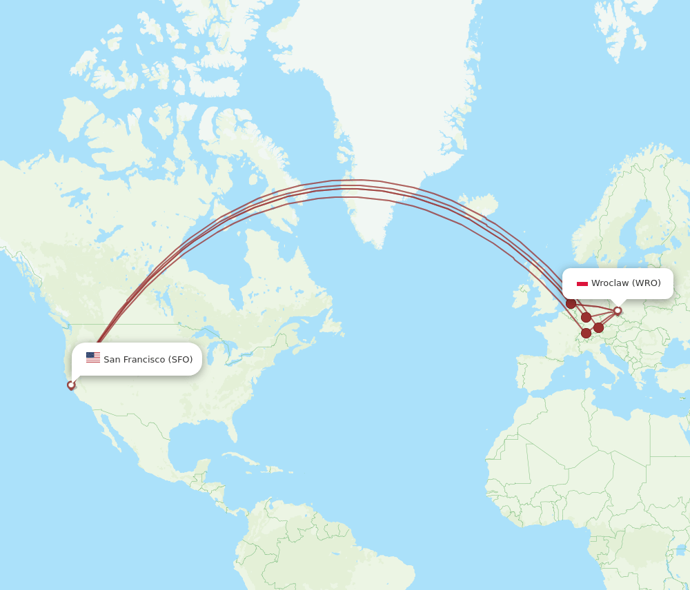 SFO-WRO flight routes