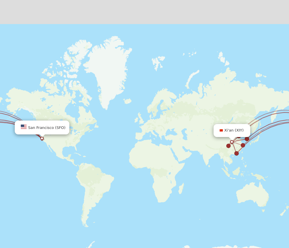 SFO-XIY flight routes