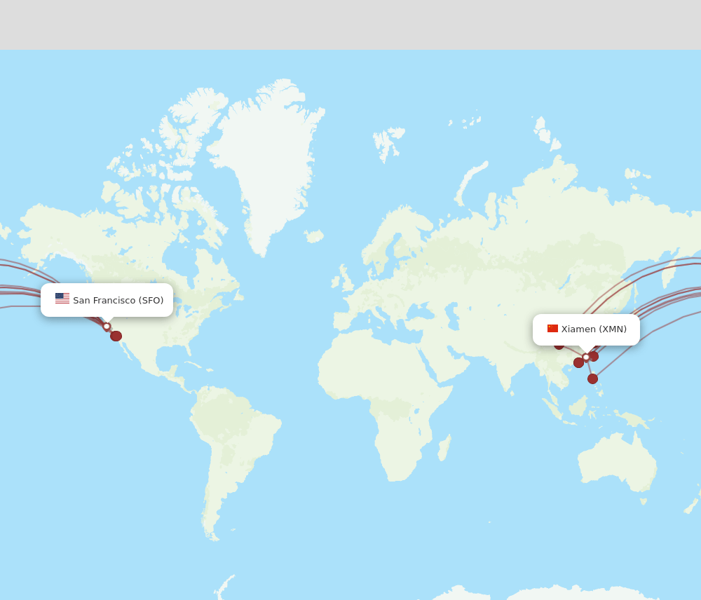SFO-XMN flight routes
