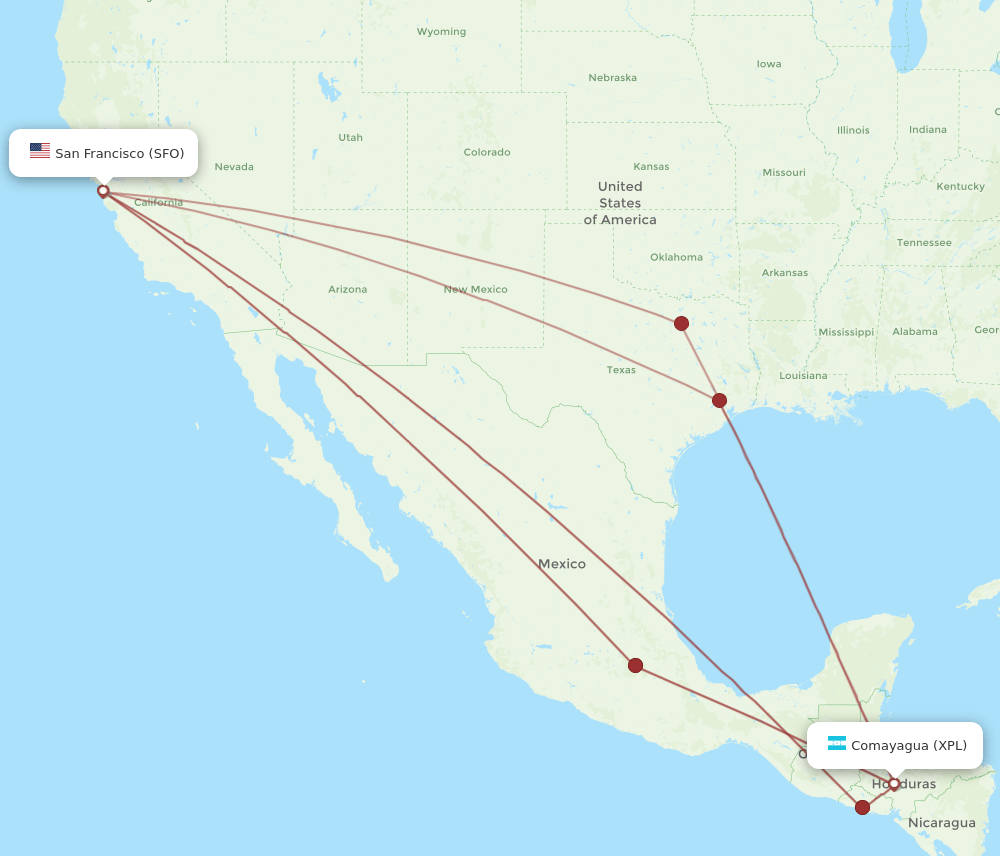 SFO-XPL flight routes