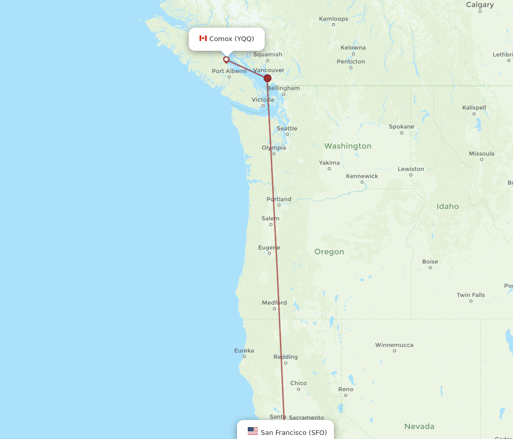 SFO-YQQ flight routes