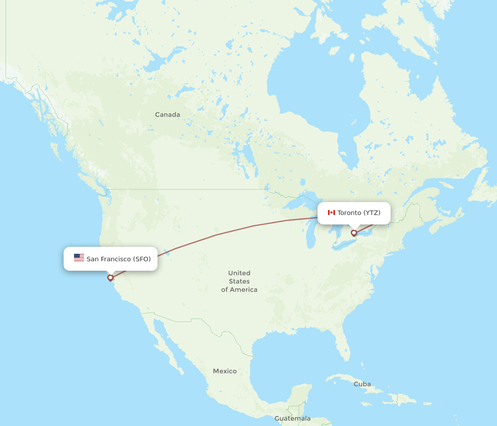 SFO-YTZ flight routes
