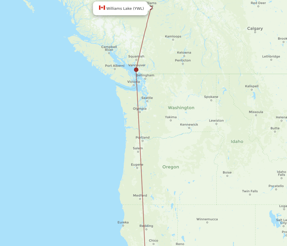 SFO-YWL flight routes