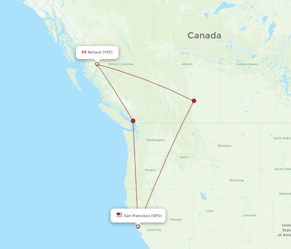 SFO-YXT flight routes