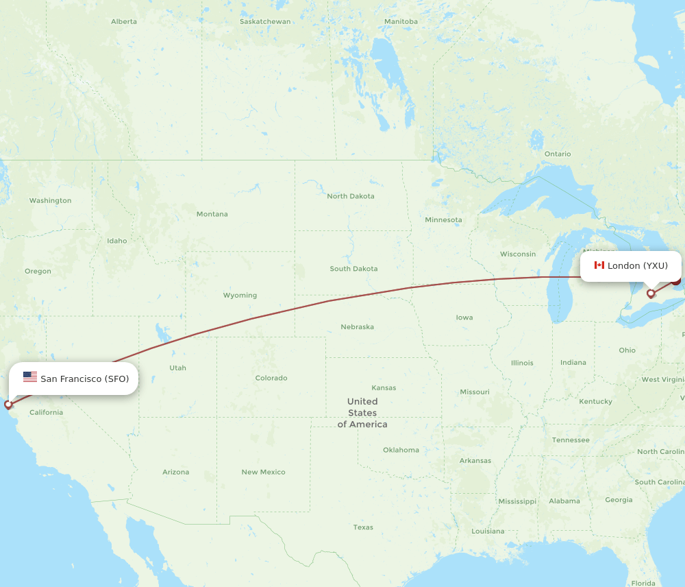 SFO-YXU flight routes