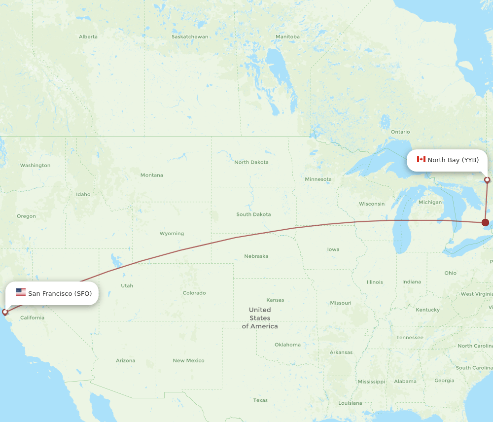 SFO-YYB flight routes