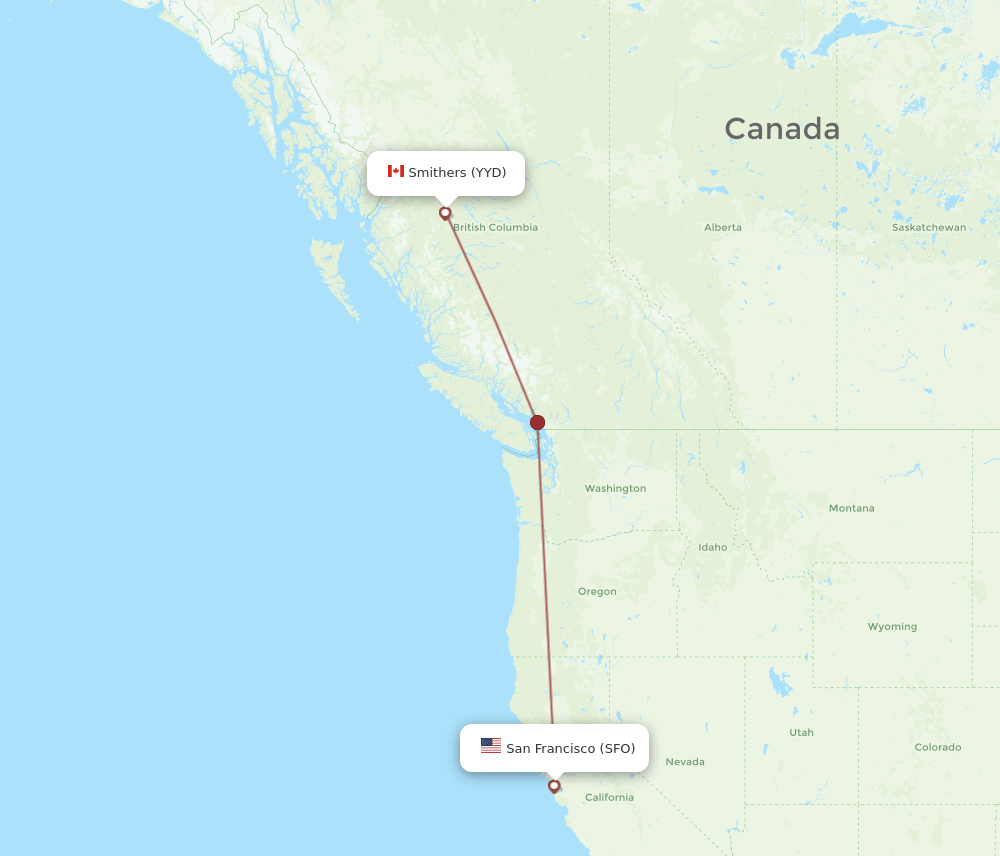 SFO-YYD flight routes