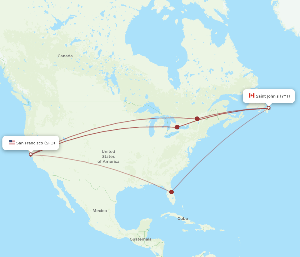 SFO-YYT flight routes