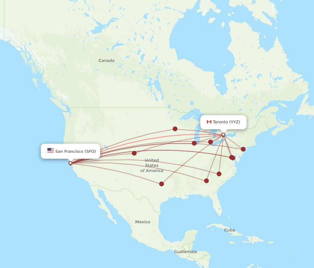 SFO-YYZ flight routes