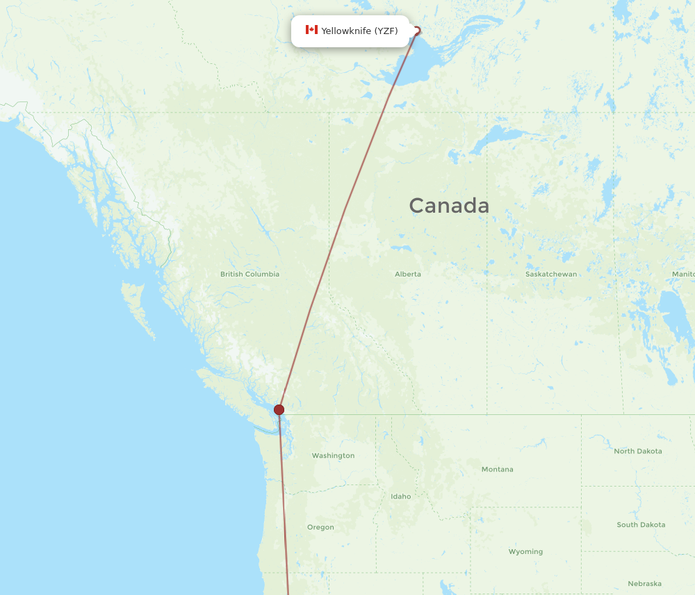 YZF to SFO flights and routes map