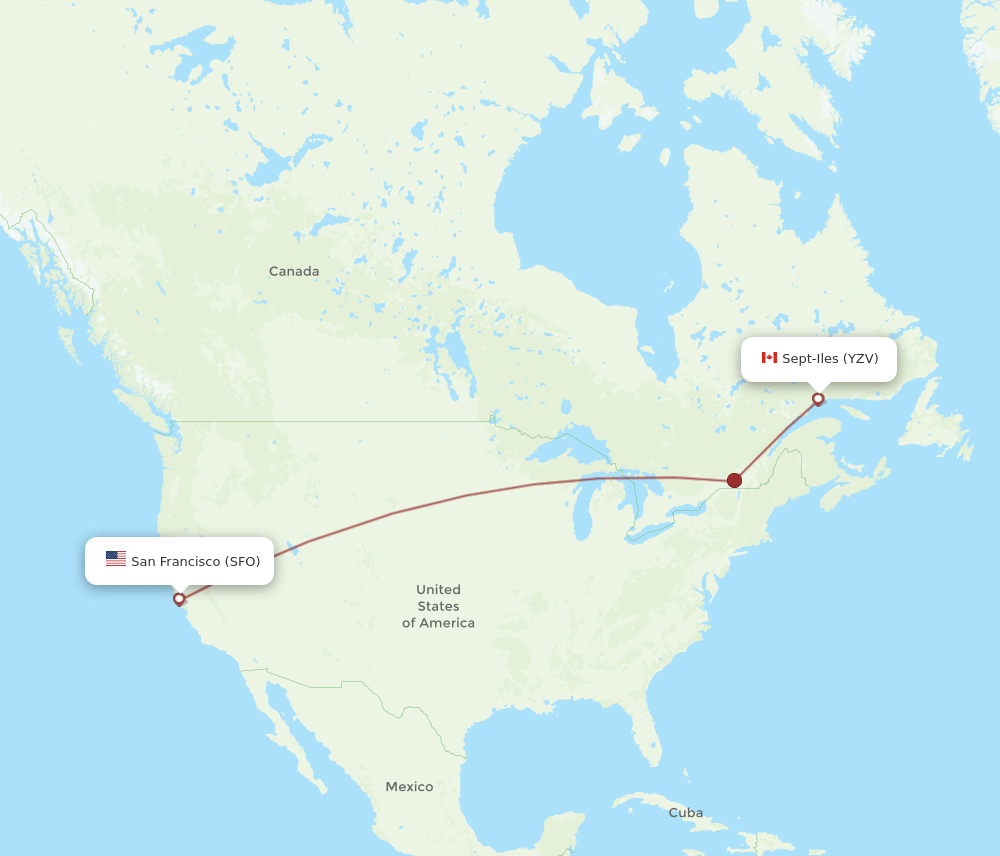 SFO to YZV flights and routes map