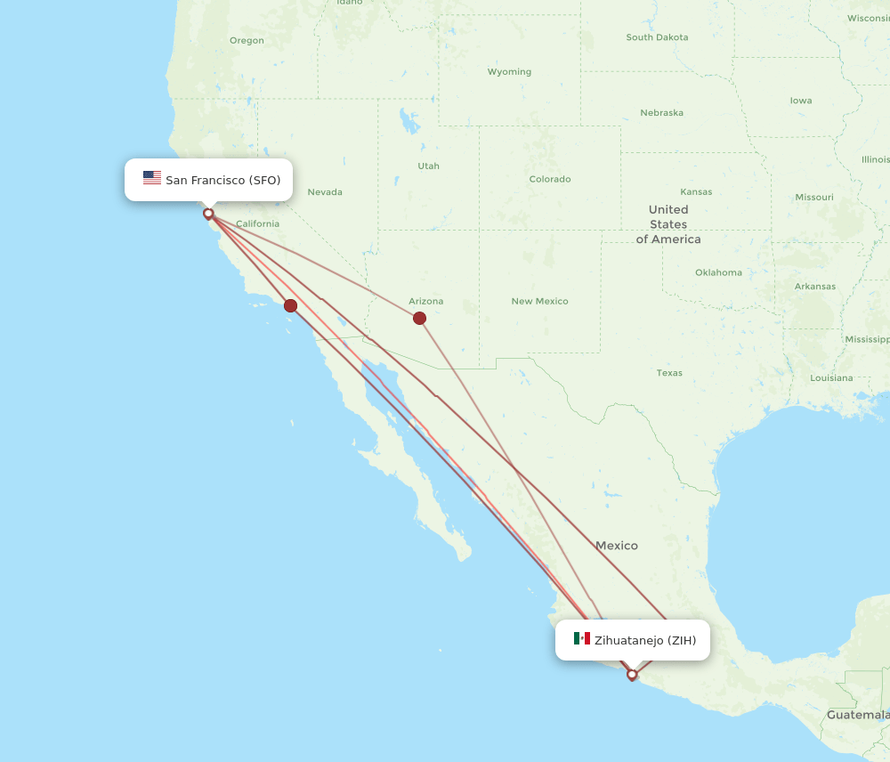 SFO-ZIH flight routes