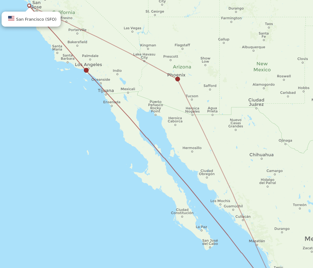 SFO-ZLO flight routes