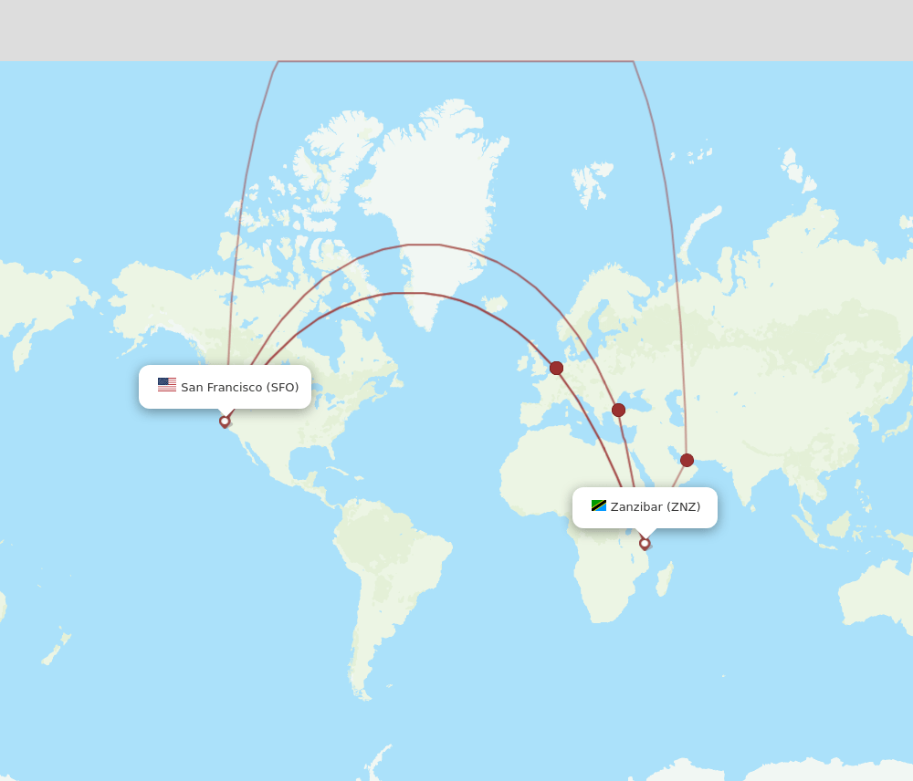 SFO-ZNZ flight routes