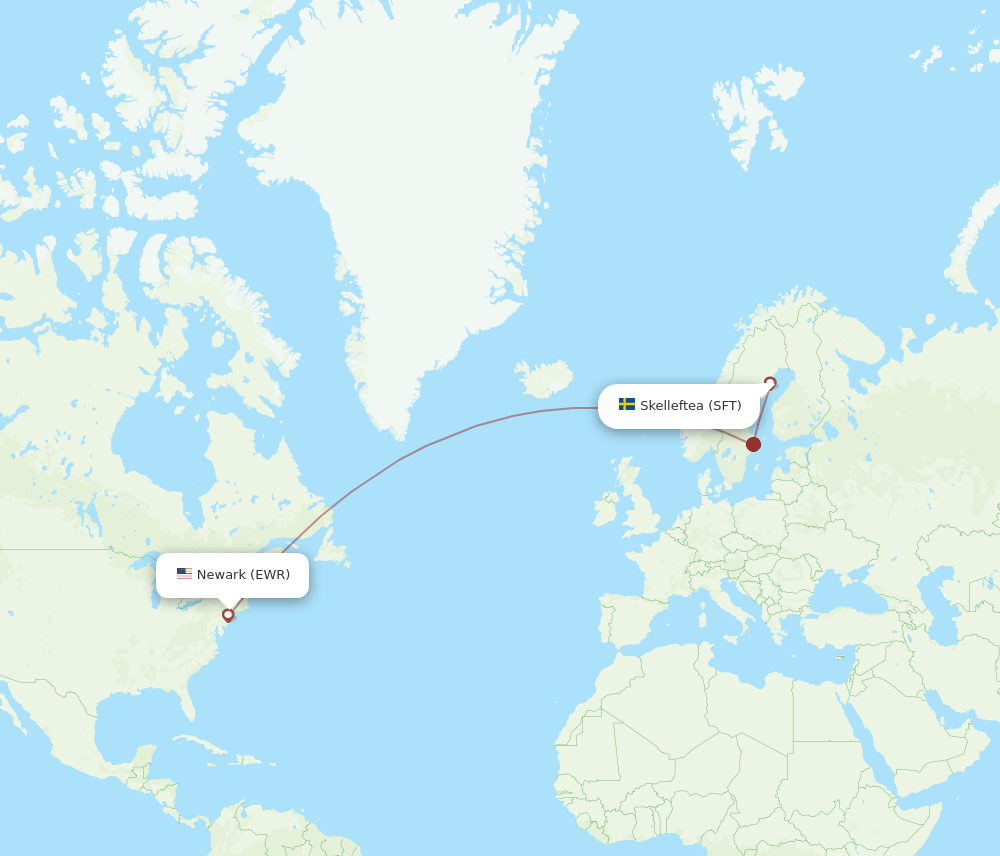 SFT to EWR flights and routes map