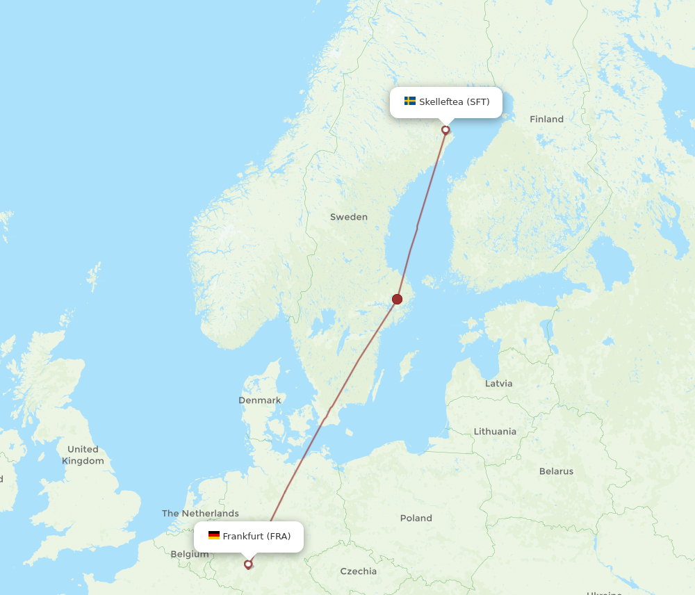 SFT to FRA flights and routes map