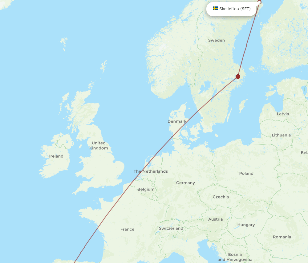 SFT to LIS flights and routes map