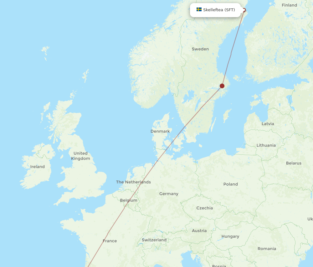 SFT to MAD flights and routes map