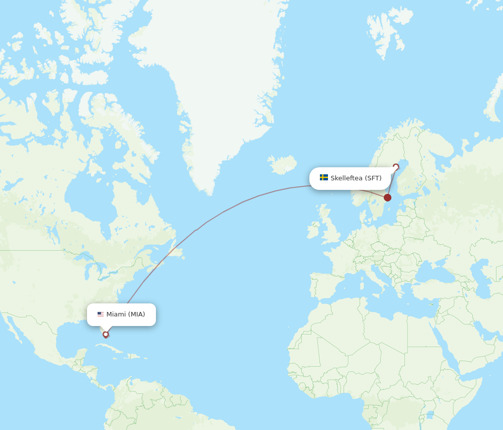 SFT to MIA flights and routes map