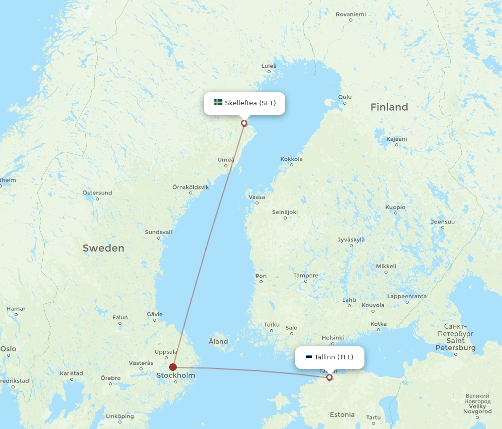SFT to TLL flights and routes map