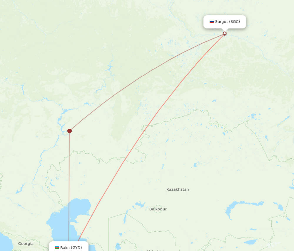 SGC-GYD flight routes