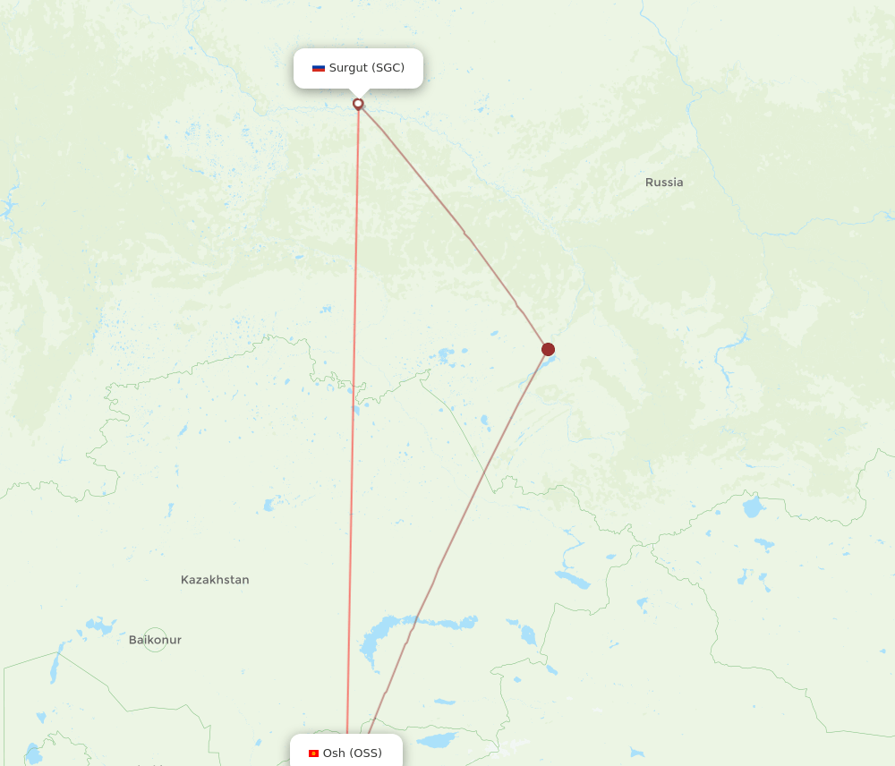 OSS to SGC flights and routes map