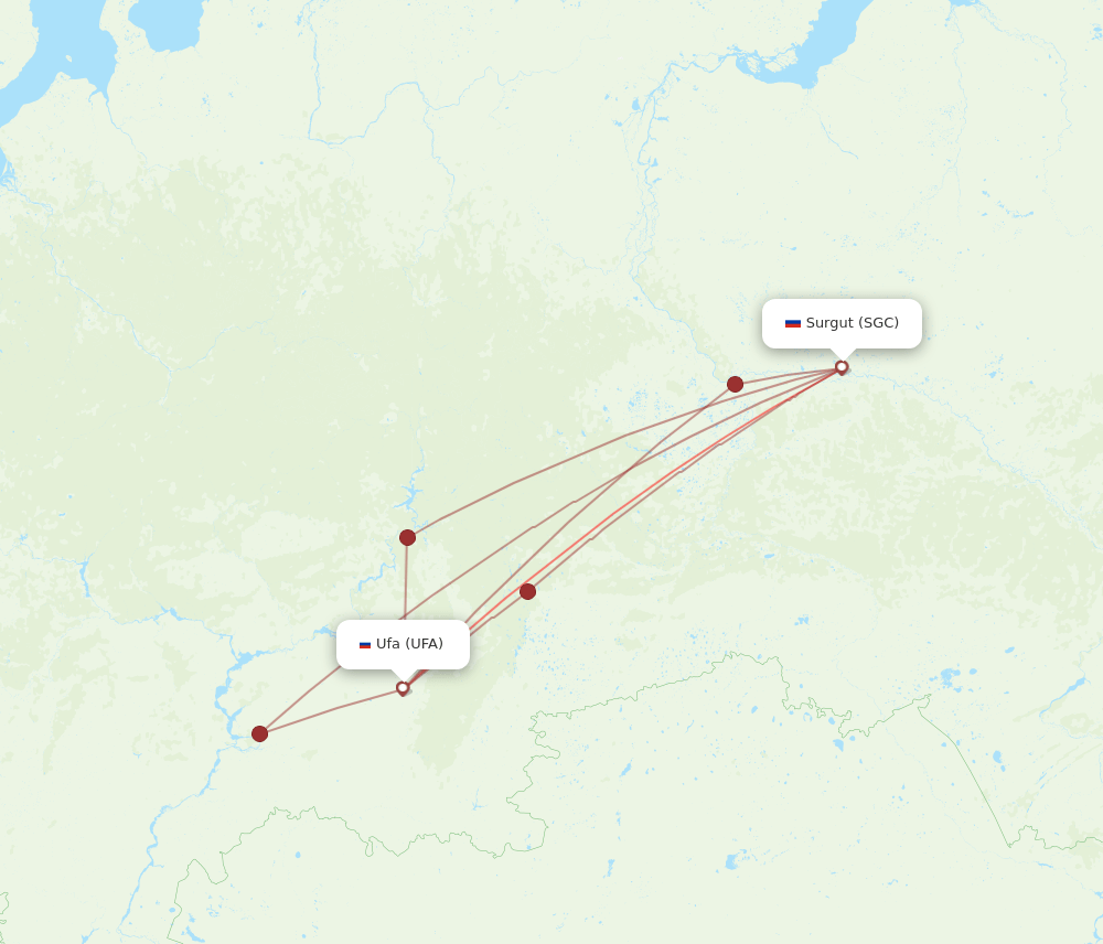 SGC-UFA flight routes