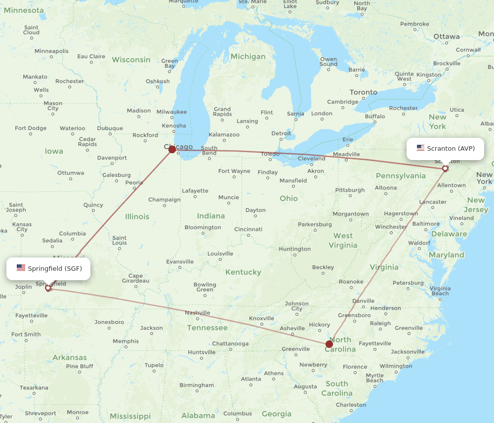 SGF-AVP flight routes