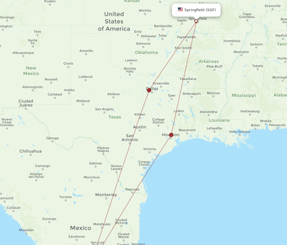 SGF-BJX flight routes