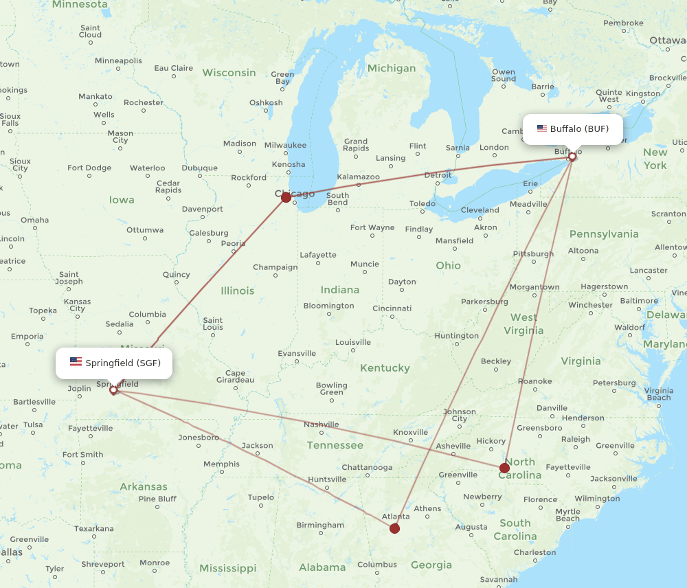 SGF-BUF flight routes