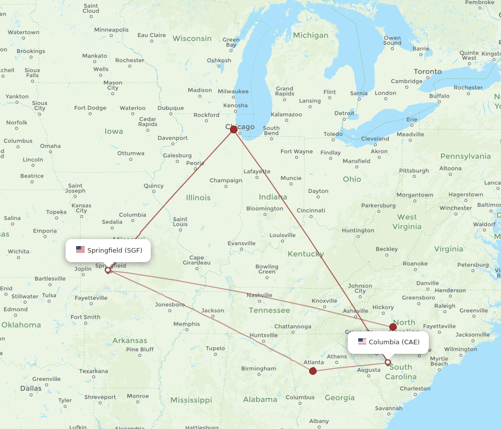 SGF-CAE flight routes