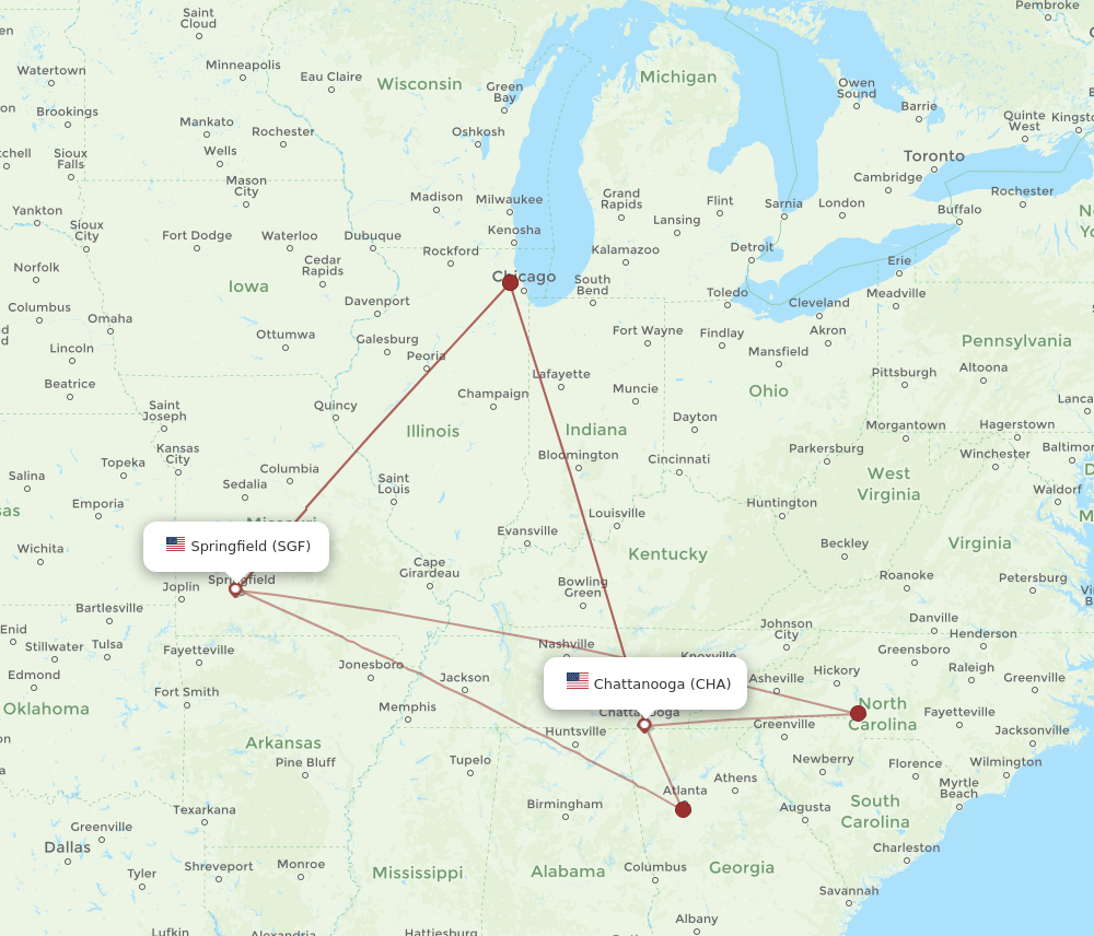 SGF-CHA flight routes