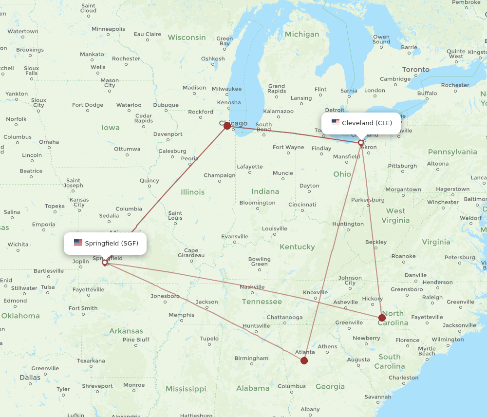 SGF-CLE flight routes