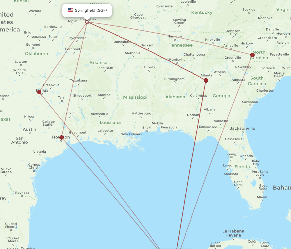 SGF-CUN flight routes
