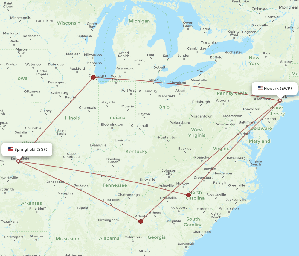 SGF-EWR flight routes
