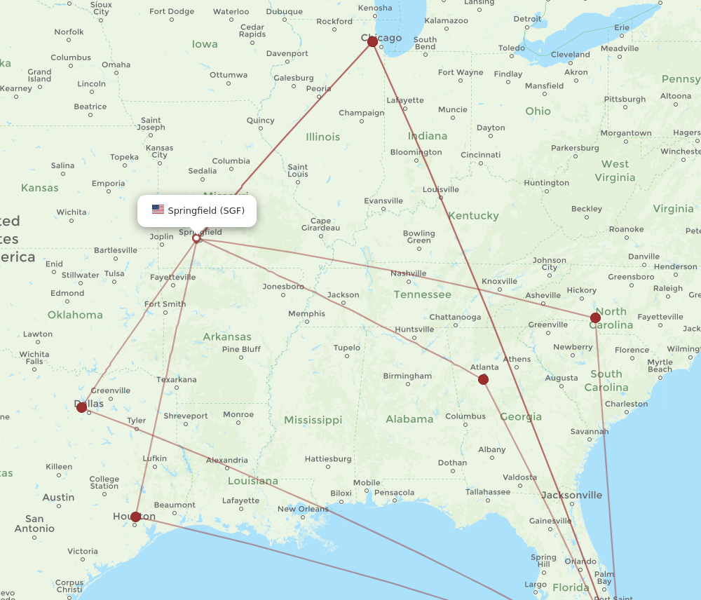 SGF to FLL flights and routes map