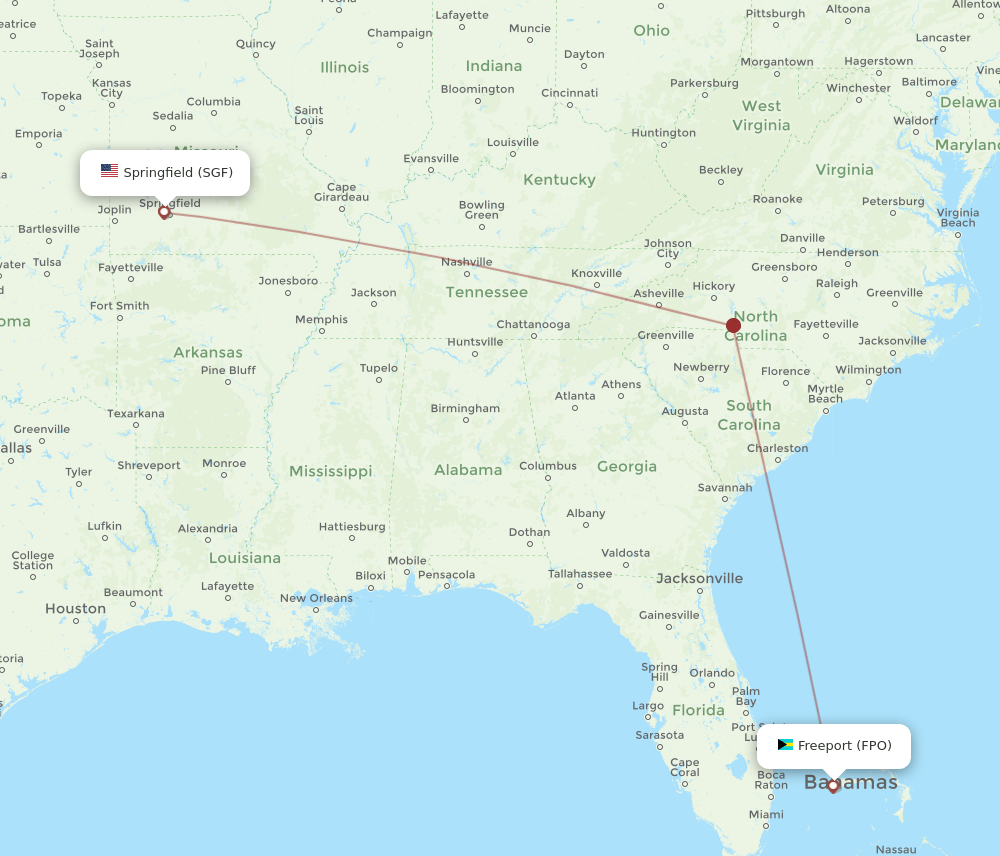 SGF to FPO flights and routes map