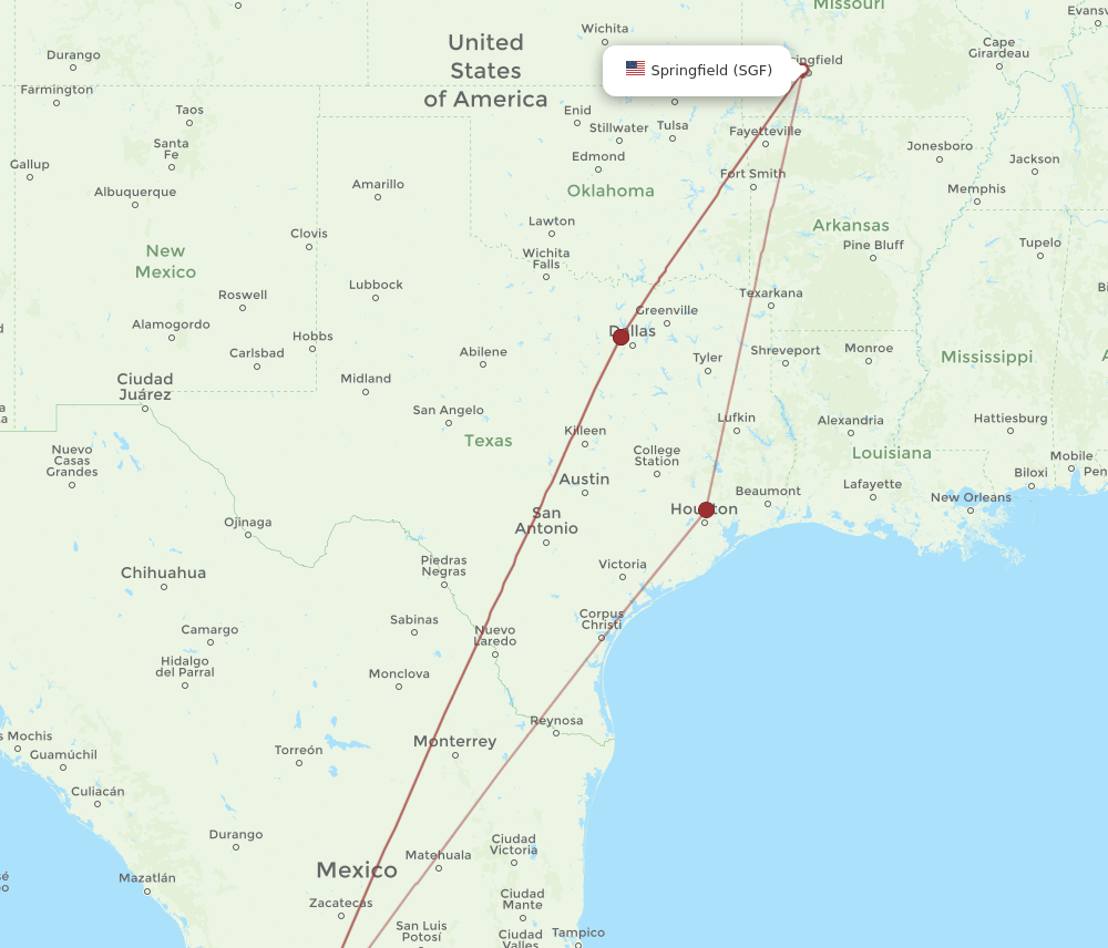 SGF-GDL flight routes