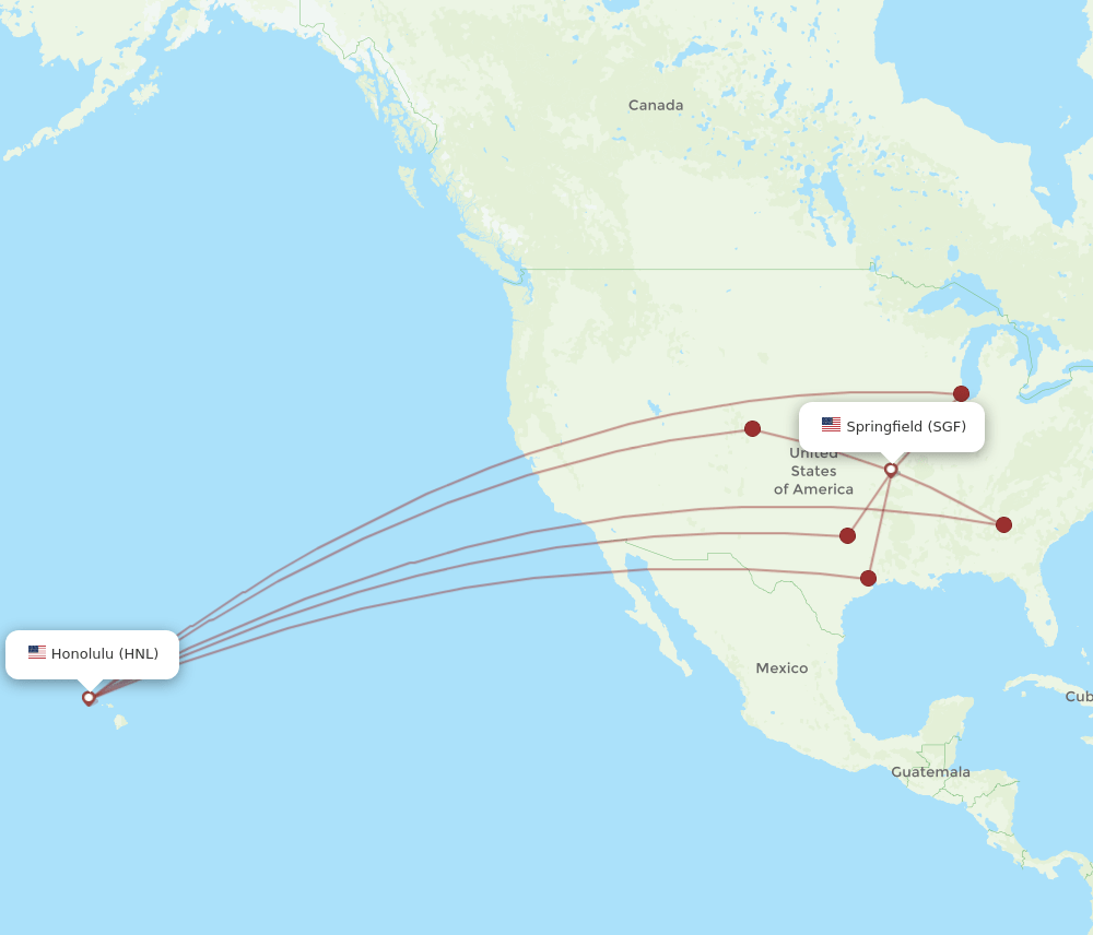 SGF to HNL flights and routes map