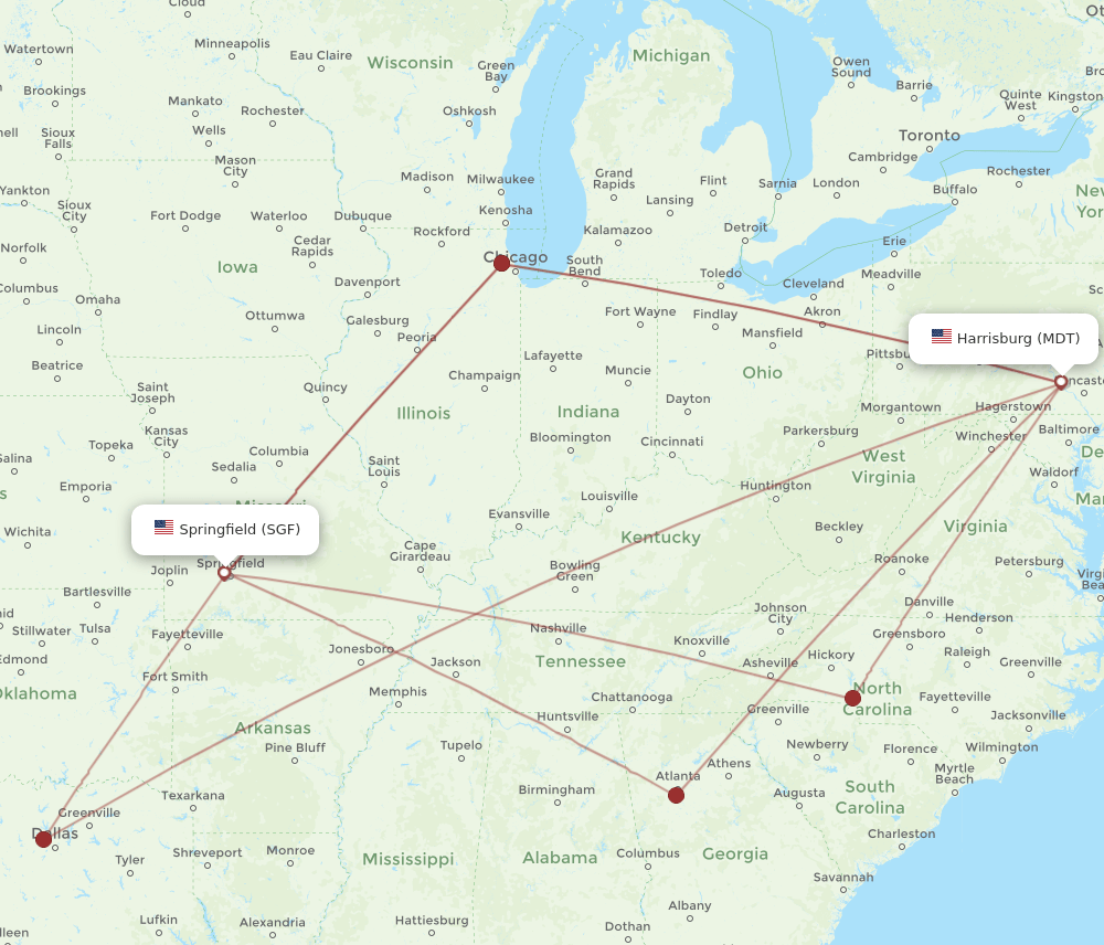 SGF-MDT flight routes