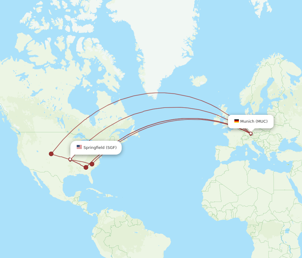 SGF to MUC flights and routes map