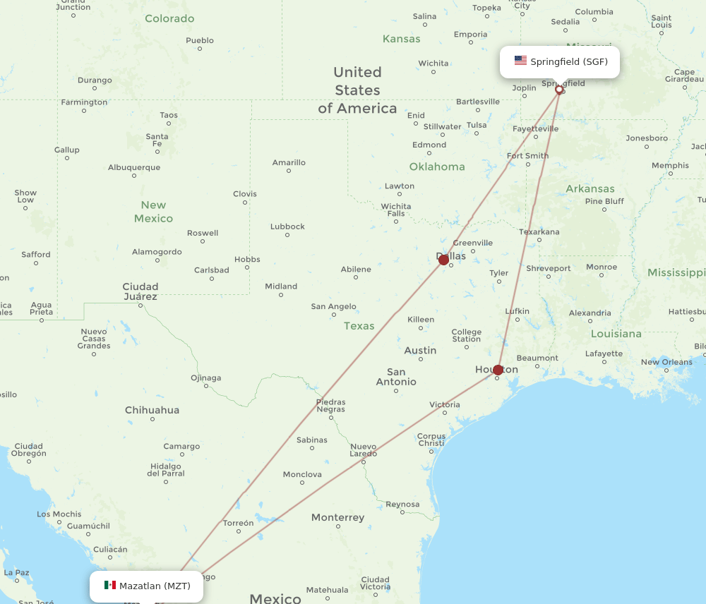 SGF-MZT flight routes