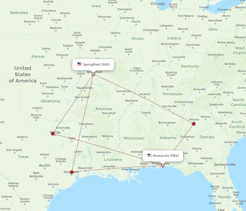 SGF-PNS flight routes